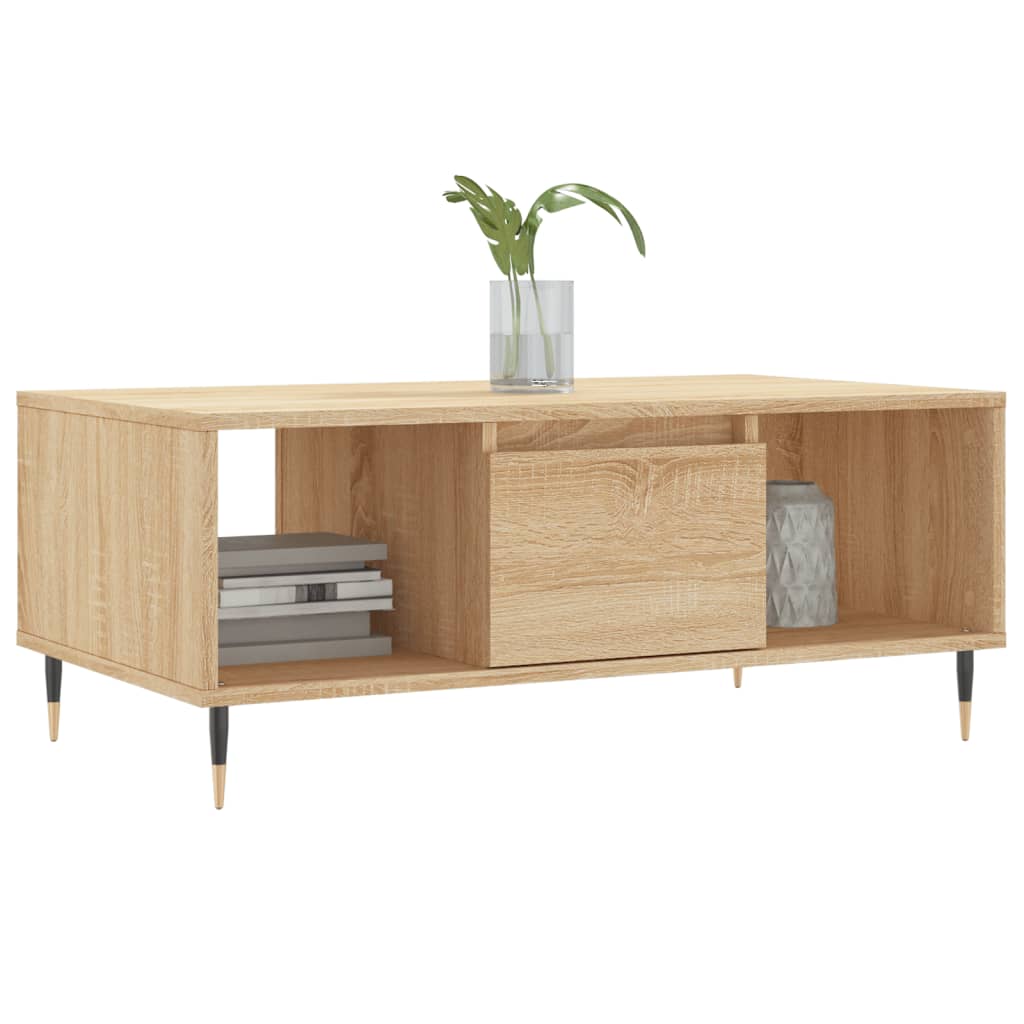 Modern Wooden Living Room Coffee Table With Drawer & Open Storage Compartments