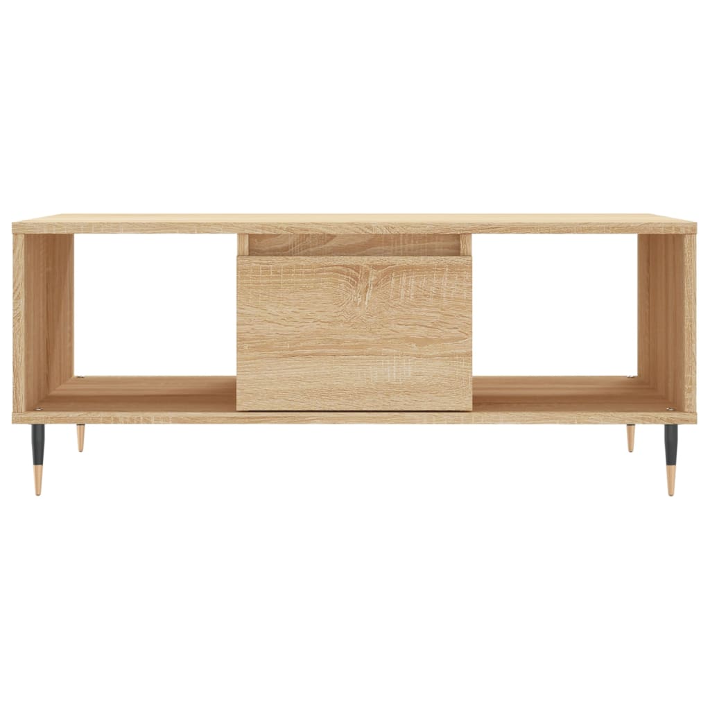Modern Wooden Living Room Coffee Table With Drawer & Open Storage Compartments