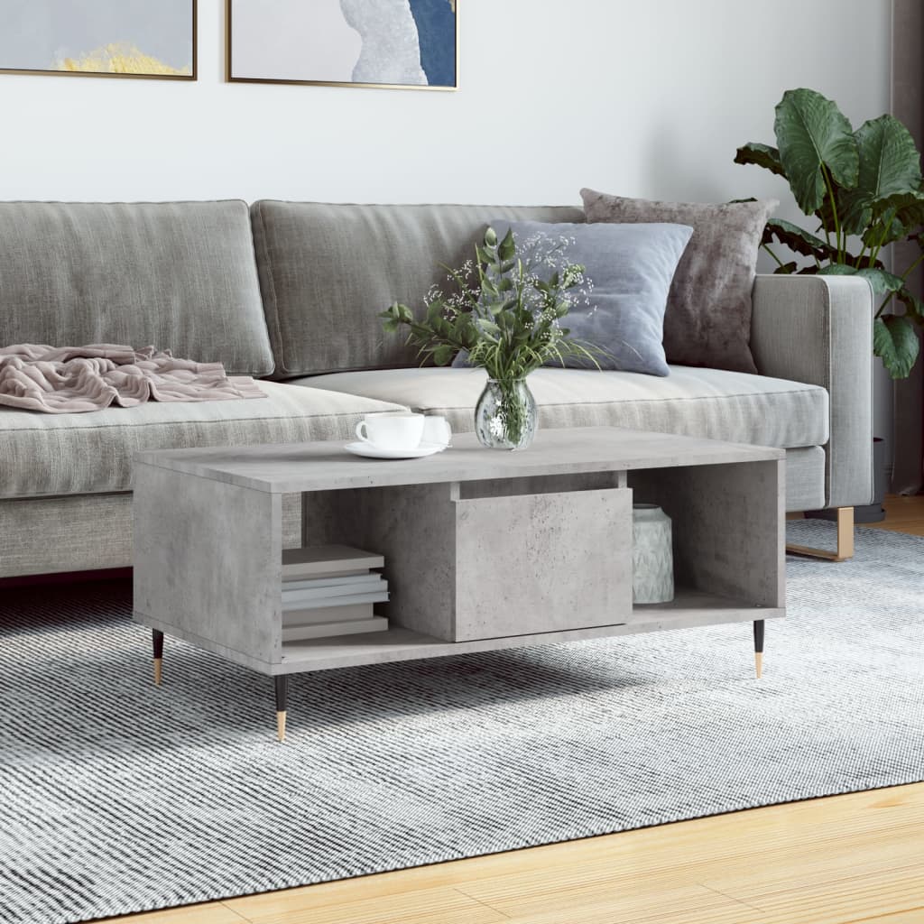 Modern Wooden Living Room Coffee Table With Drawer & Open Storage Compartments