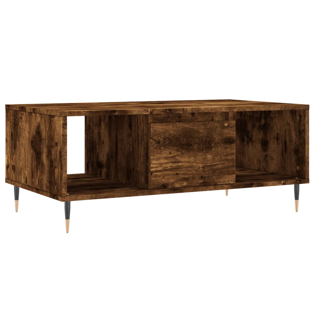 Modern Wooden Living Room Coffee Table With Drawer & Open Storage Compartments