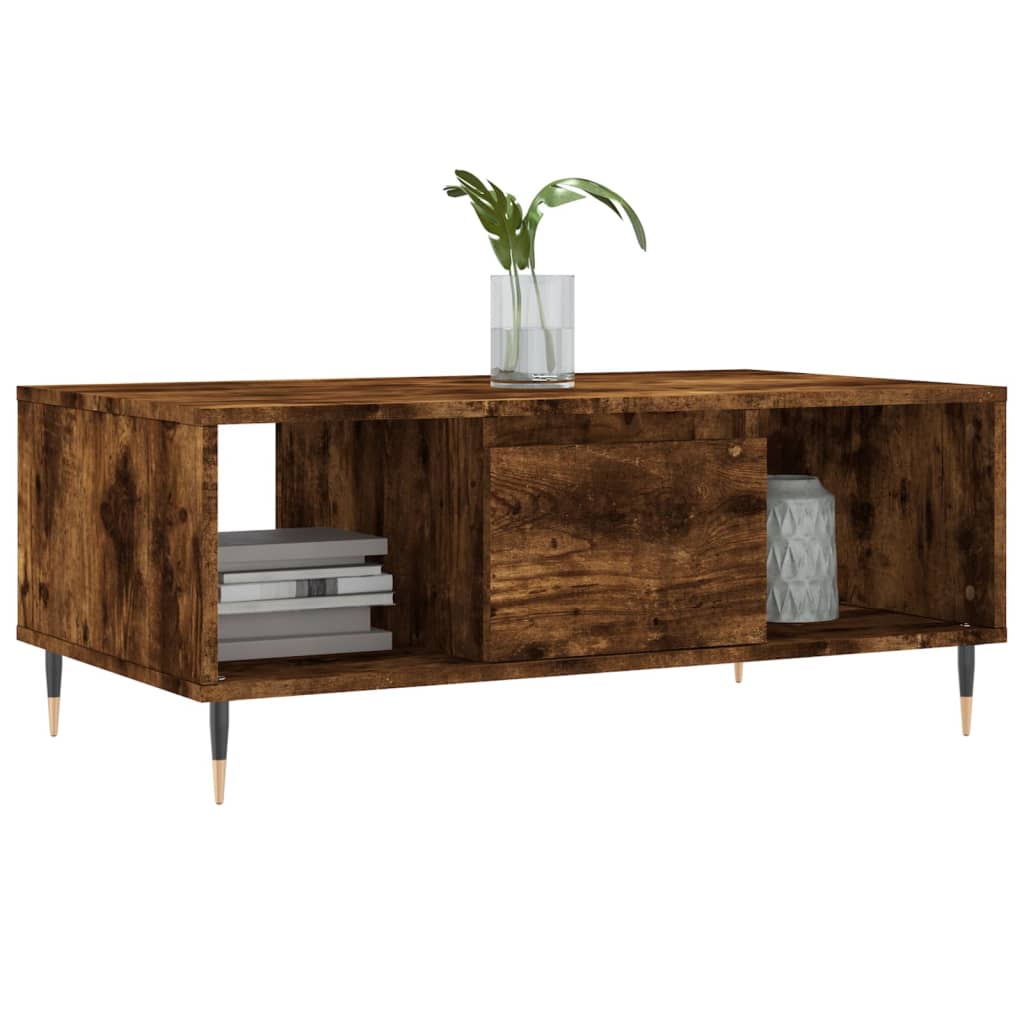 Modern Wooden Living Room Coffee Table With Drawer & Open Storage Compartments