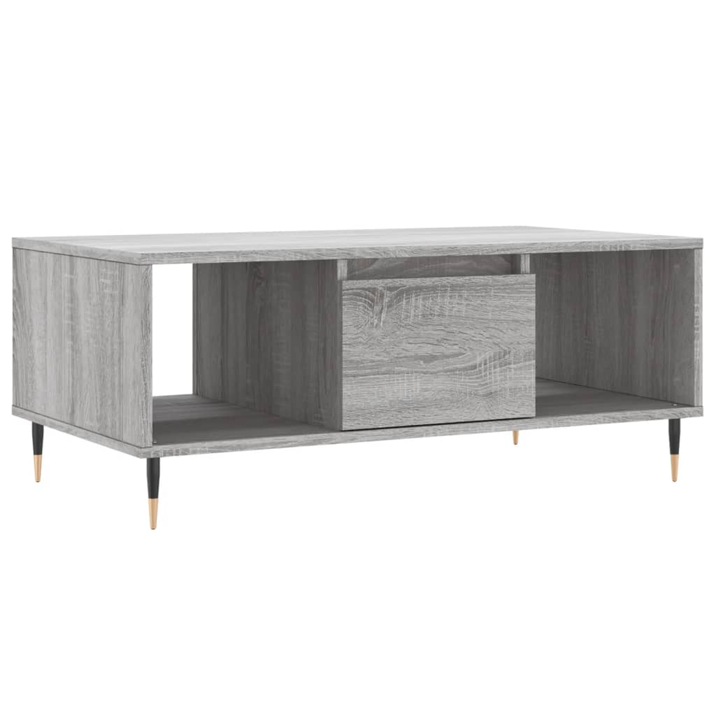 Modern Wooden Living Room Coffee Table With Drawer & Open Storage Compartments
