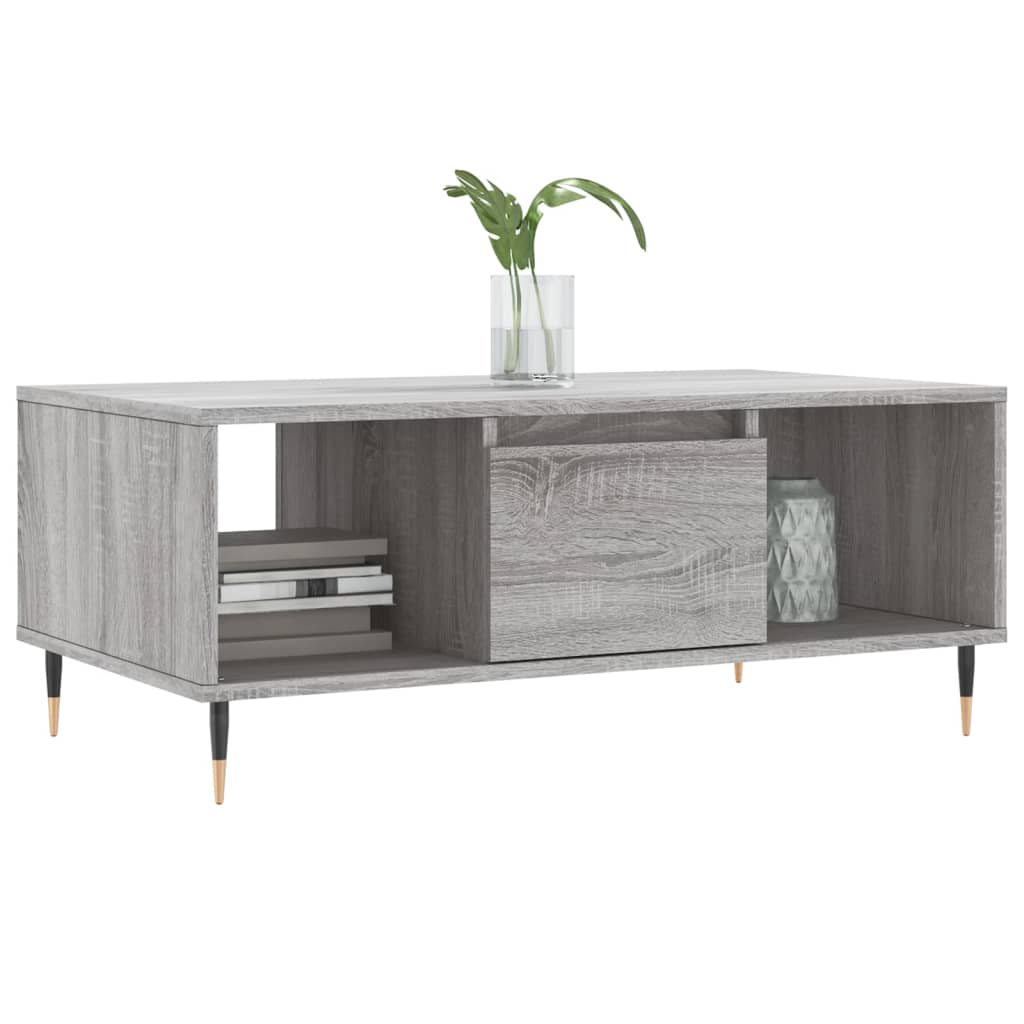 Modern Wooden Living Room Coffee Table With Drawer & Open Storage Compartments