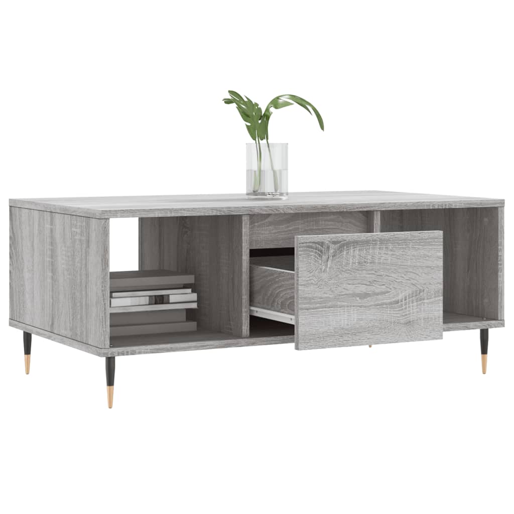 Modern Wooden Living Room Coffee Table With Drawer & Open Storage Compartments