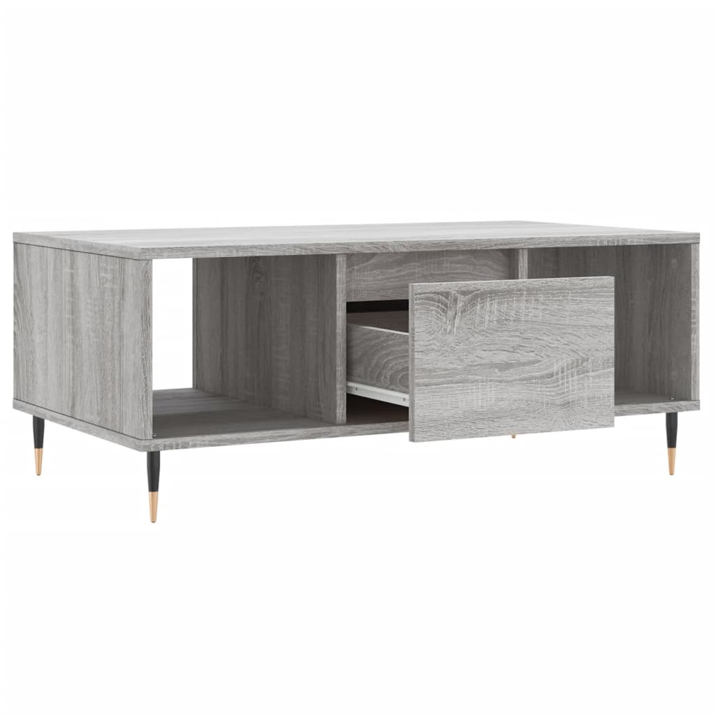 Modern Wooden Living Room Coffee Table With Drawer & Open Storage Compartments