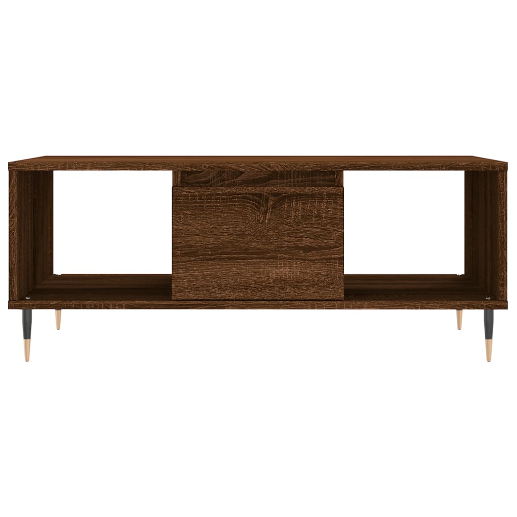Modern Wooden Living Room Coffee Table With Drawer & Open Storage Compartments