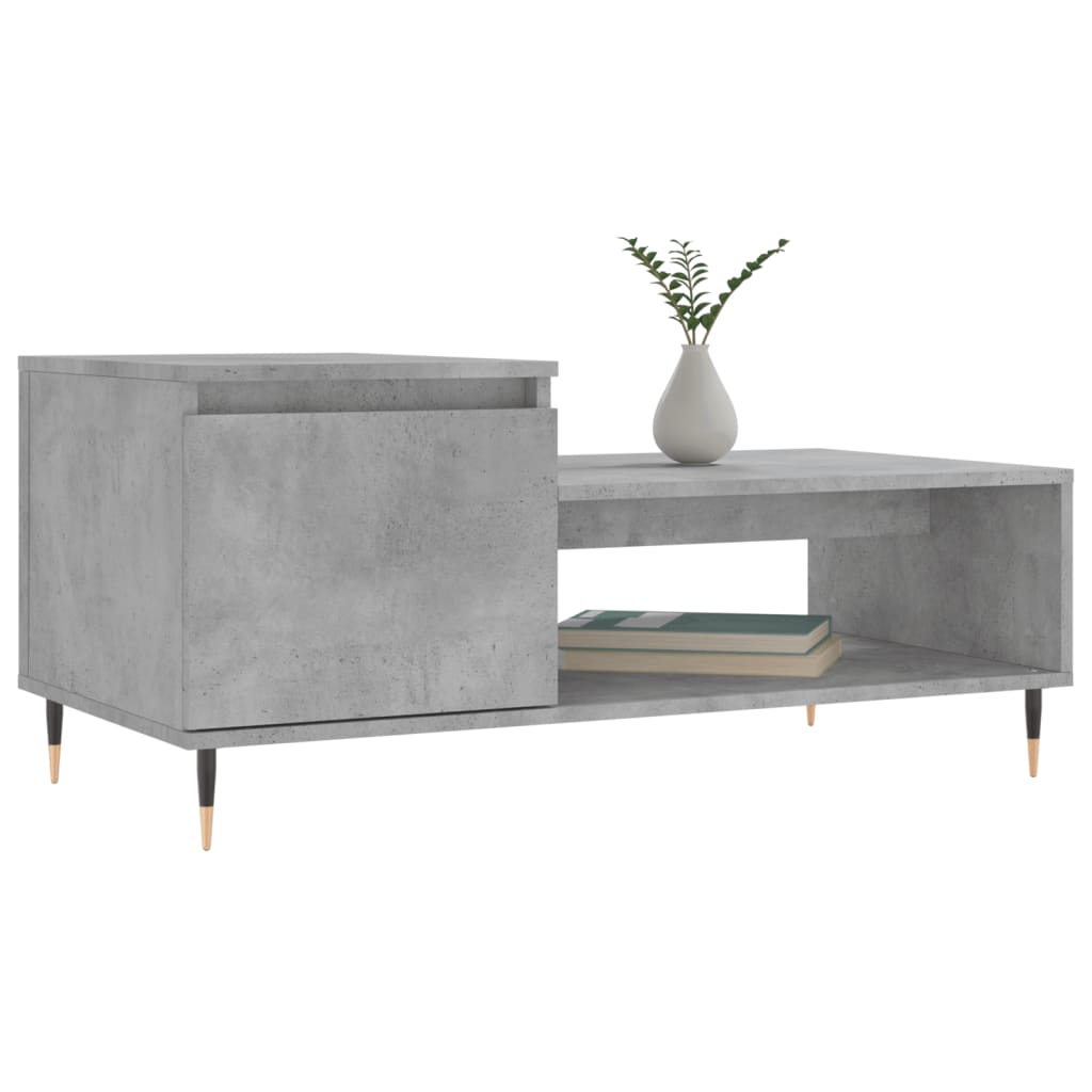 Coffee Table Concrete Grey 100x50x45 cm Engineered Wood
