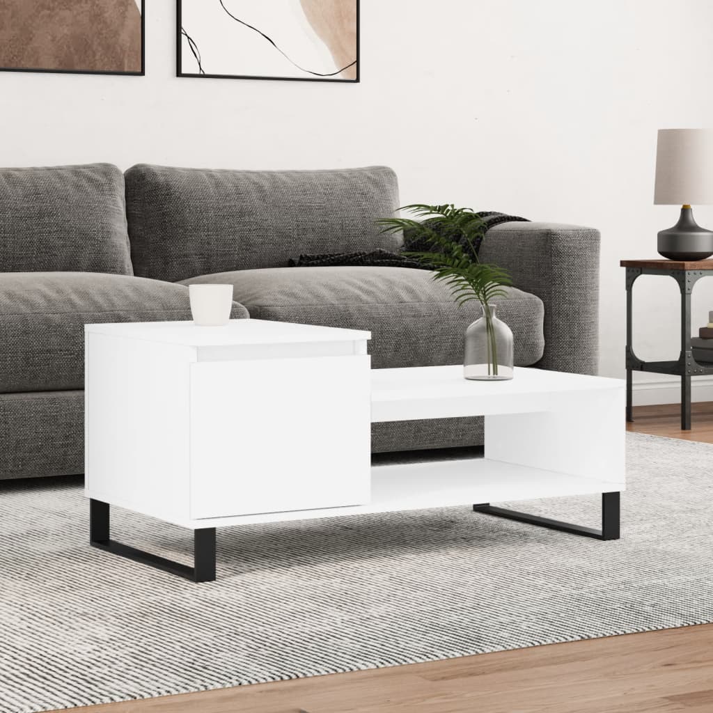 Coffee Table White 100x50x45 cm Engineered Wood