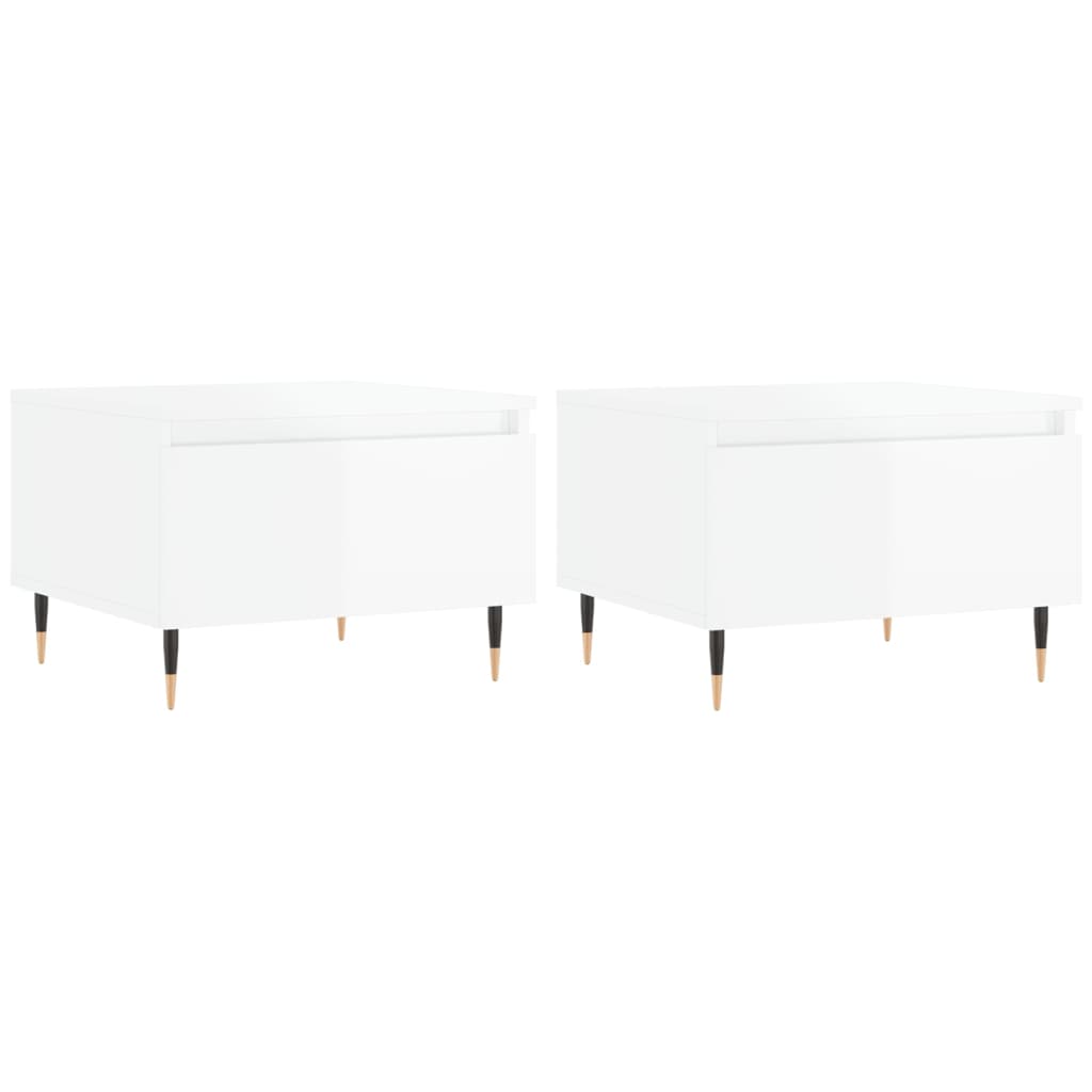 Coffee Tables 2 pcs High Gloss White 50x46x35 cm Engineered Wood