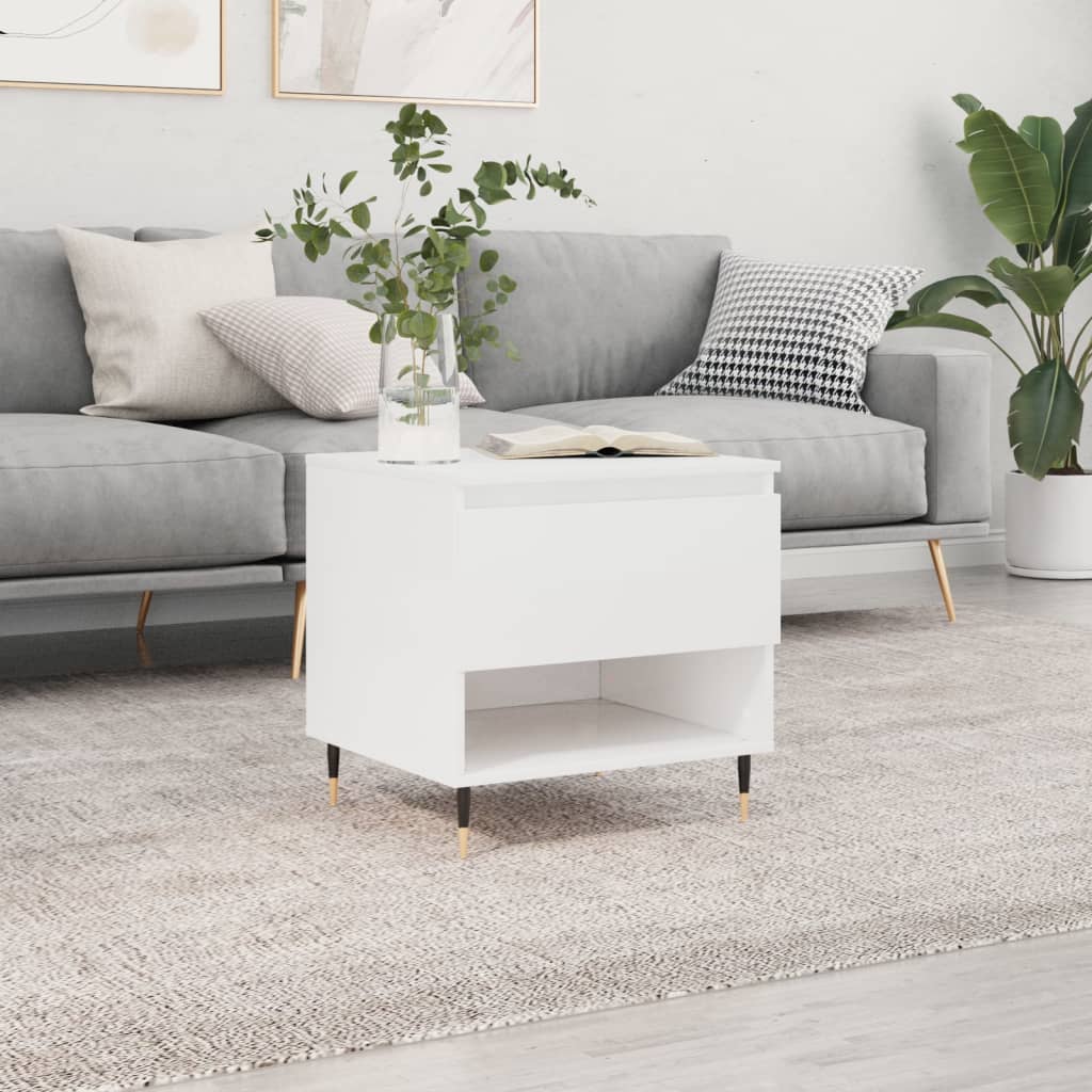 Coffee Table High Gloss White 50x46x50 cm Engineered Wood