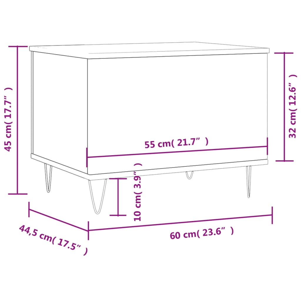 Coffee Table Brown Oak 60x44.5x45 cm Engineered Wood