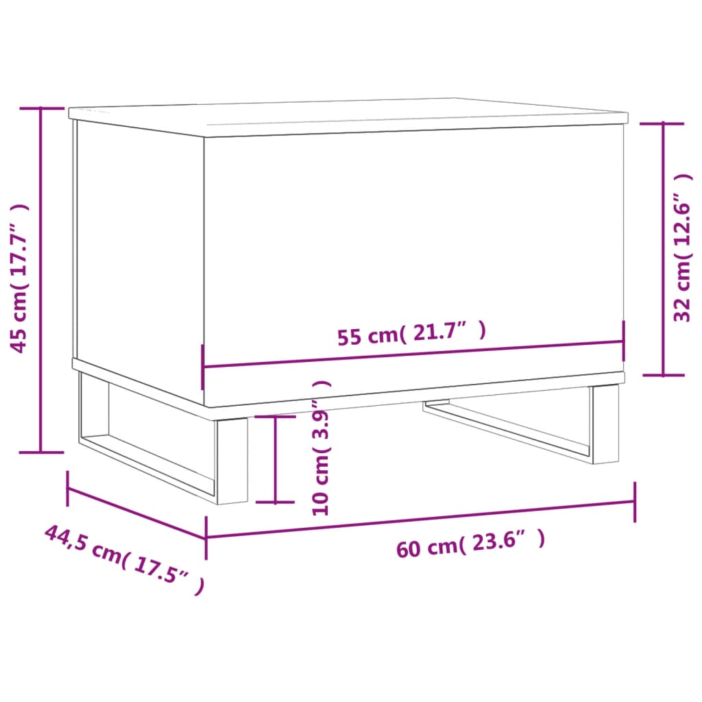 Coffee Table Grey Sonoma 60x44.5x45 cm Engineered Wood