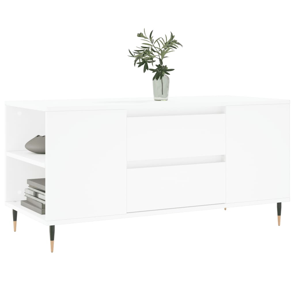 Coffee Table White 102x44.5x50 cm Engineered Wood