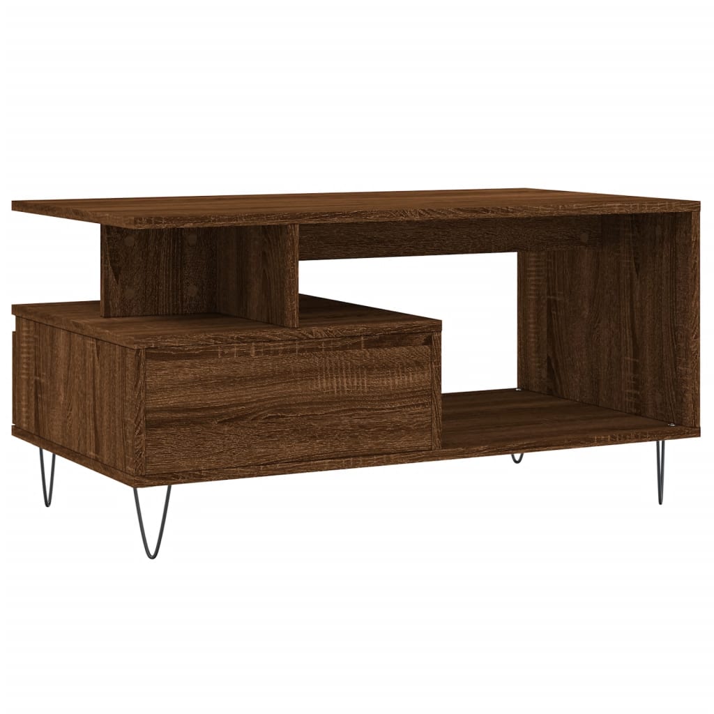Coffee Table Brown Oak 90x49x45 cm Engineered Wood