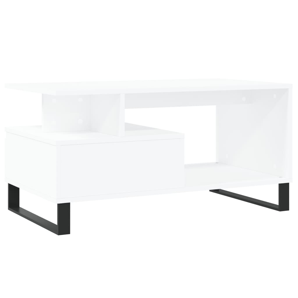 Modern Wooden Living Room Coffee Table With Open Storage & Drawer Wood