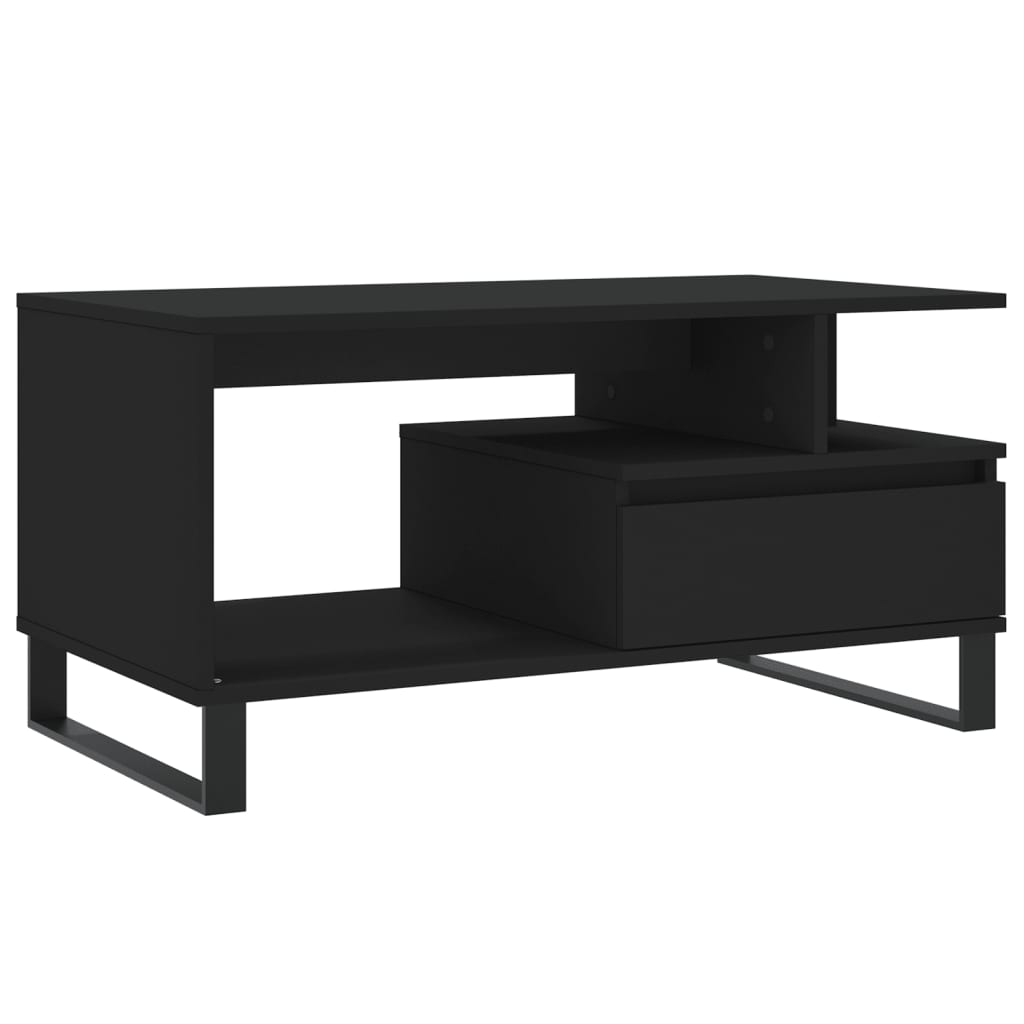 Modern Wooden Living Room Coffee Table With Open Storage & Drawer Wood