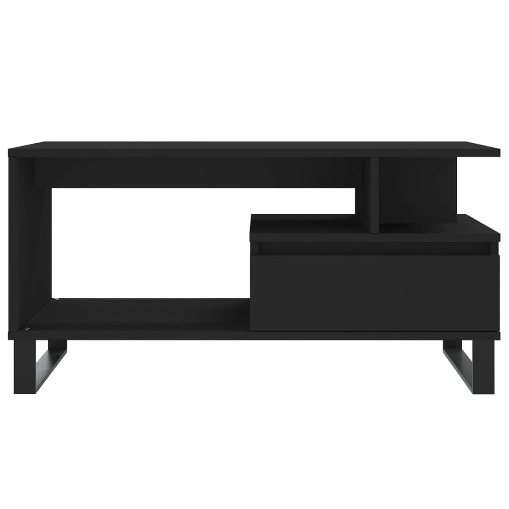 Modern Wooden Living Room Coffee Table With Open Storage & Drawer Wood