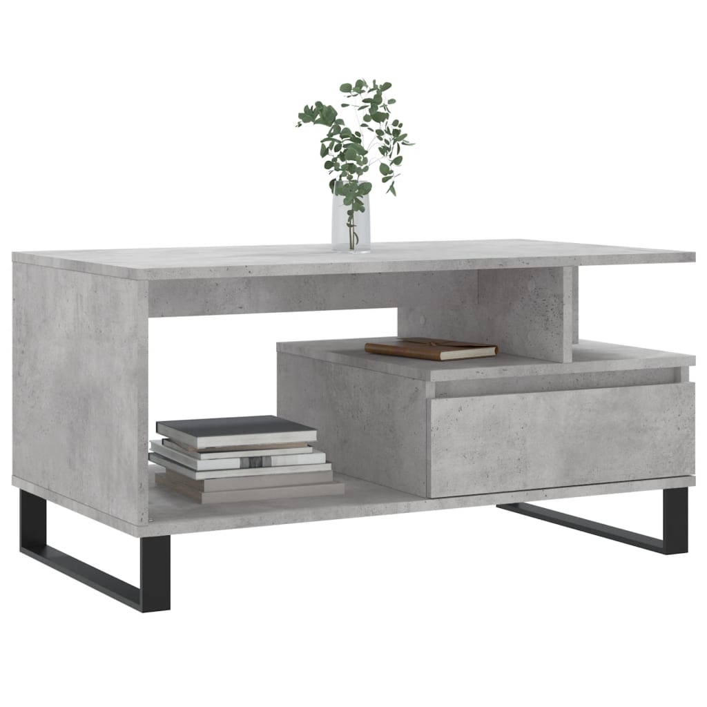 Modern Wooden Living Room Coffee Table With Open Storage & Drawer Wood