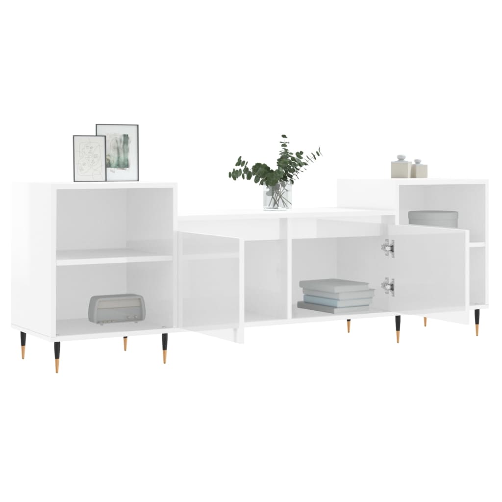 TV Cabinet High Gloss White 160x35x55 cm Engineered Wood