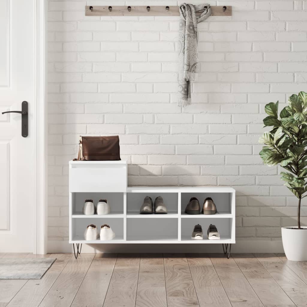 Shoe Cabinet White 102x36x60 cm Engineered Wood