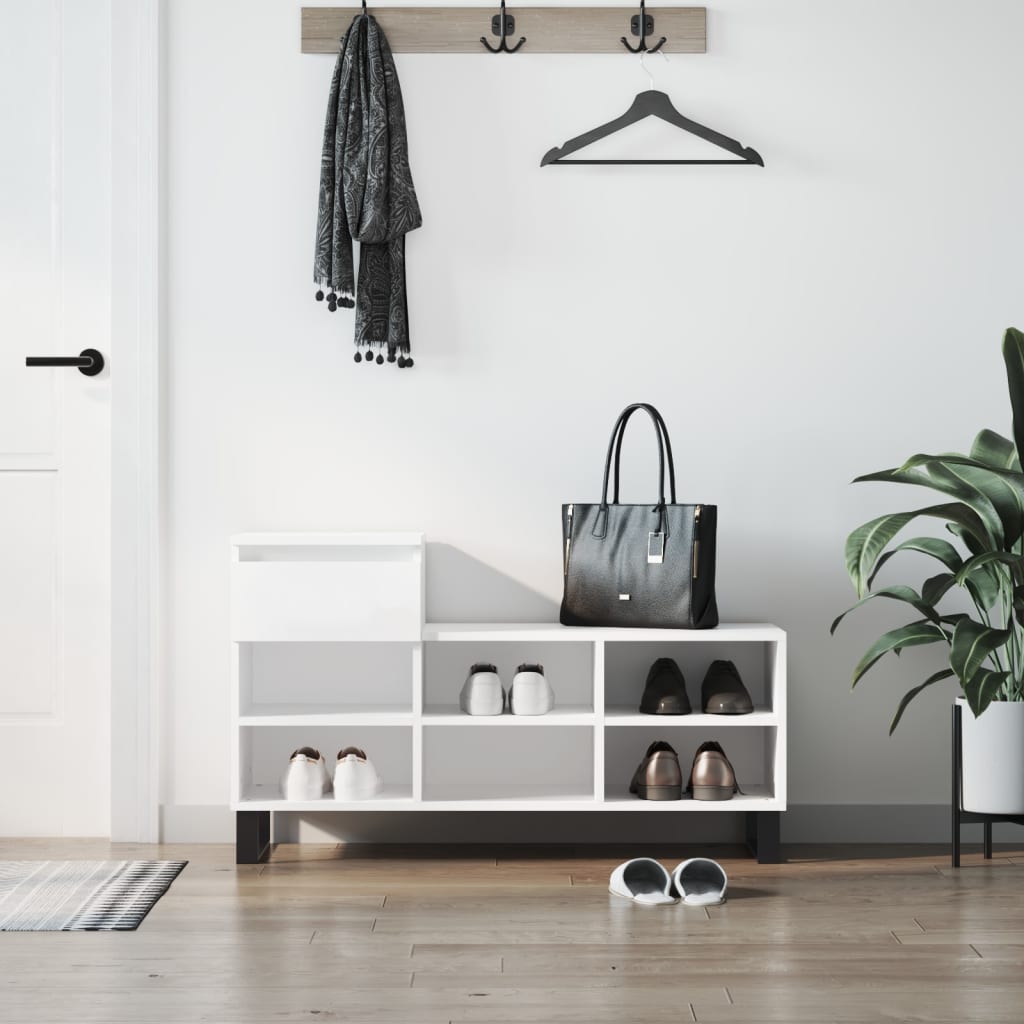 Shoe Cabinet White 102x36x60 cm Engineered Wood