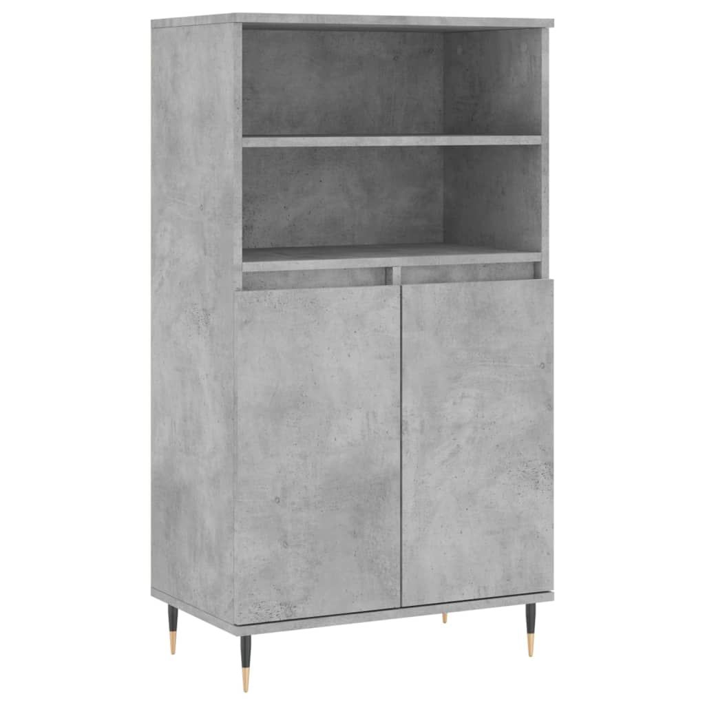 Modern Wooden Highboard Storage Cabinet Unit With 2 Doors & Open Shelves Wood