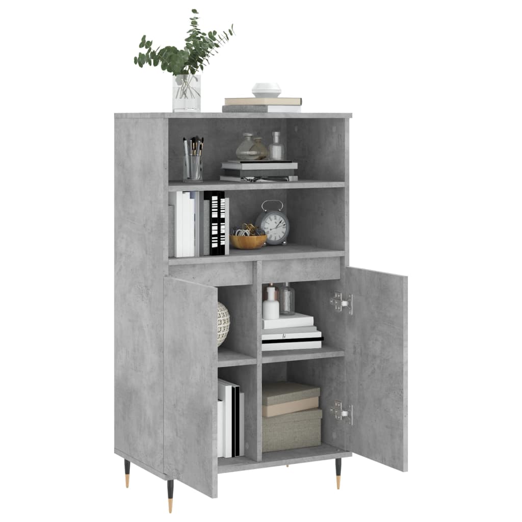Modern Wooden Highboard Storage Cabinet Unit With 2 Doors & Open Shelves Wood