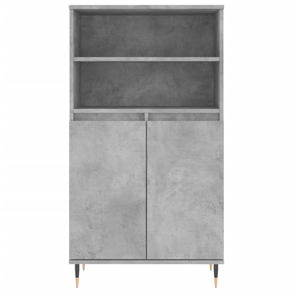 Modern Wooden Highboard Storage Cabinet Unit With 2 Doors & Open Shelves Wood