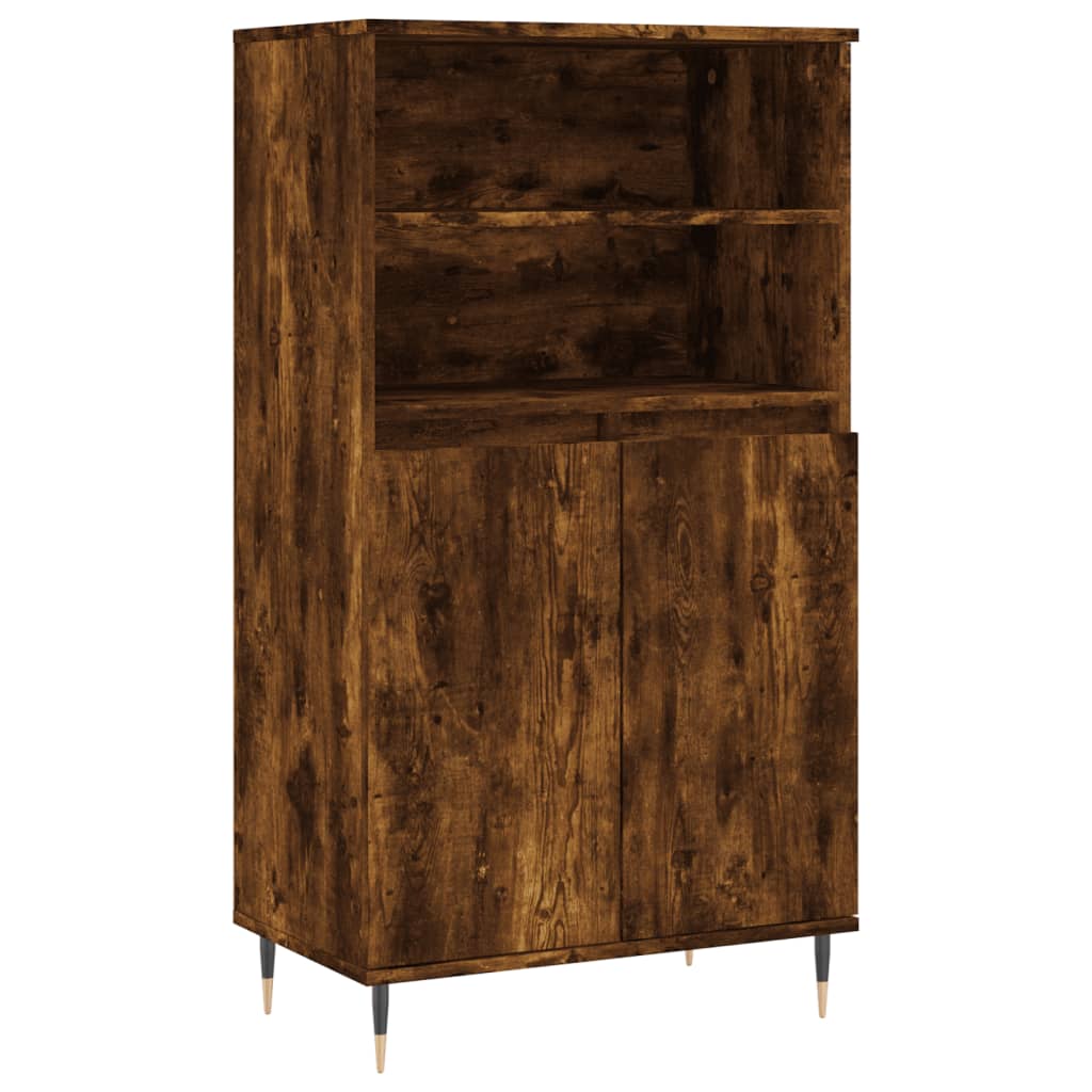 Modern Wooden Highboard Storage Cabinet Unit With 2 Doors & Open Shelves Wood