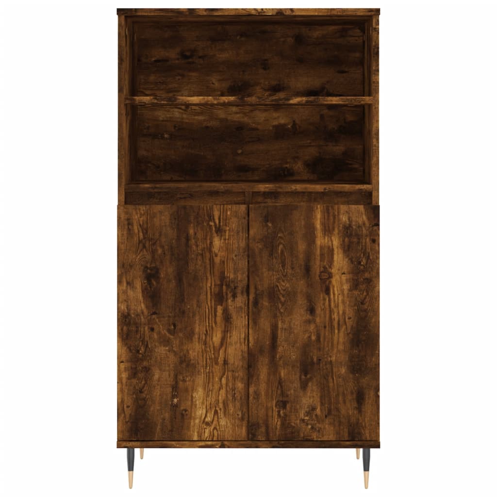 Modern Wooden Highboard Storage Cabinet Unit With 2 Doors & Open Shelves Wood