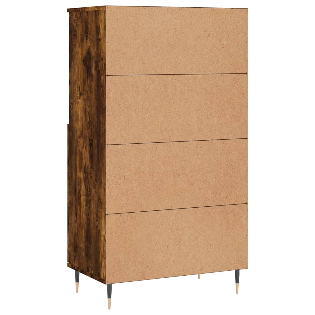 Modern Wooden Highboard Storage Cabinet Unit With 2 Doors & Open Shelves Wood