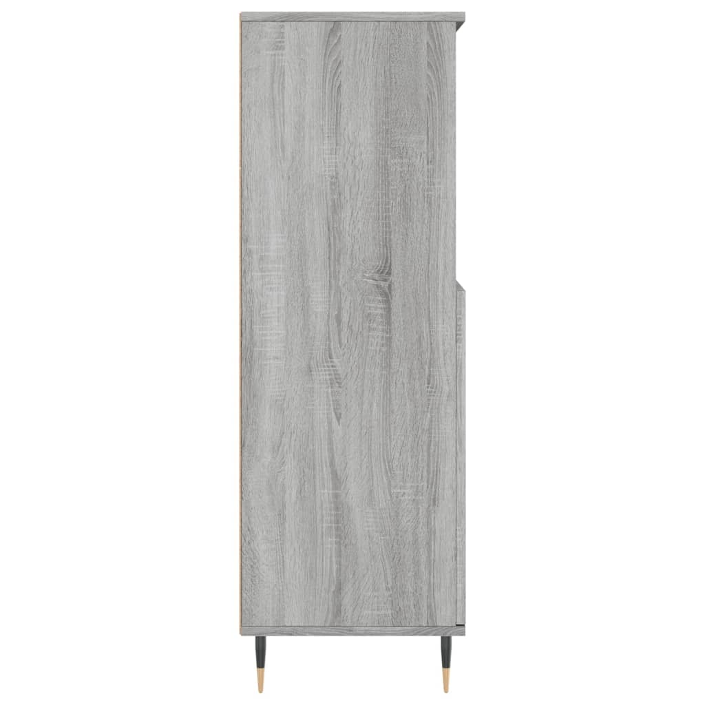Modern Wooden Highboard Storage Cabinet Unit With 2 Doors & Open Shelves Wood