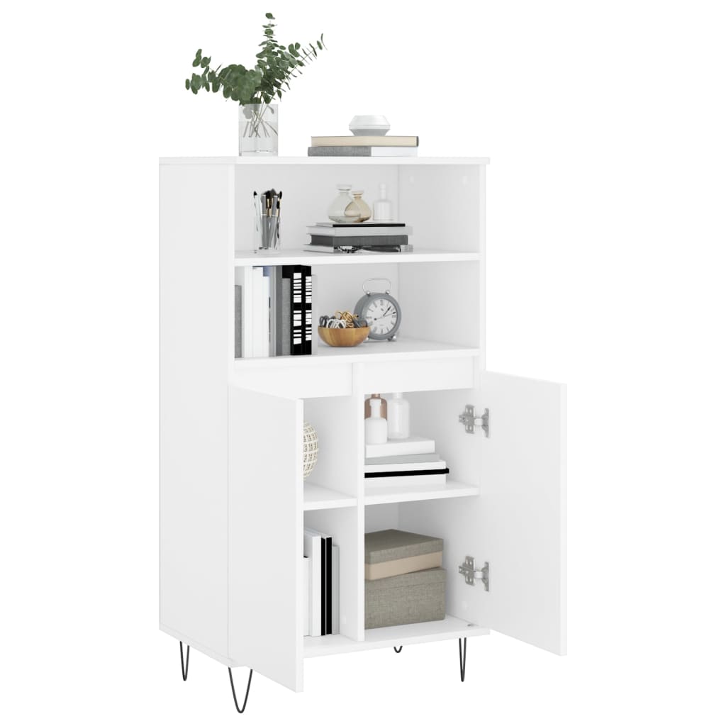 Highboard White 60x36x110 cm Engineered Wood