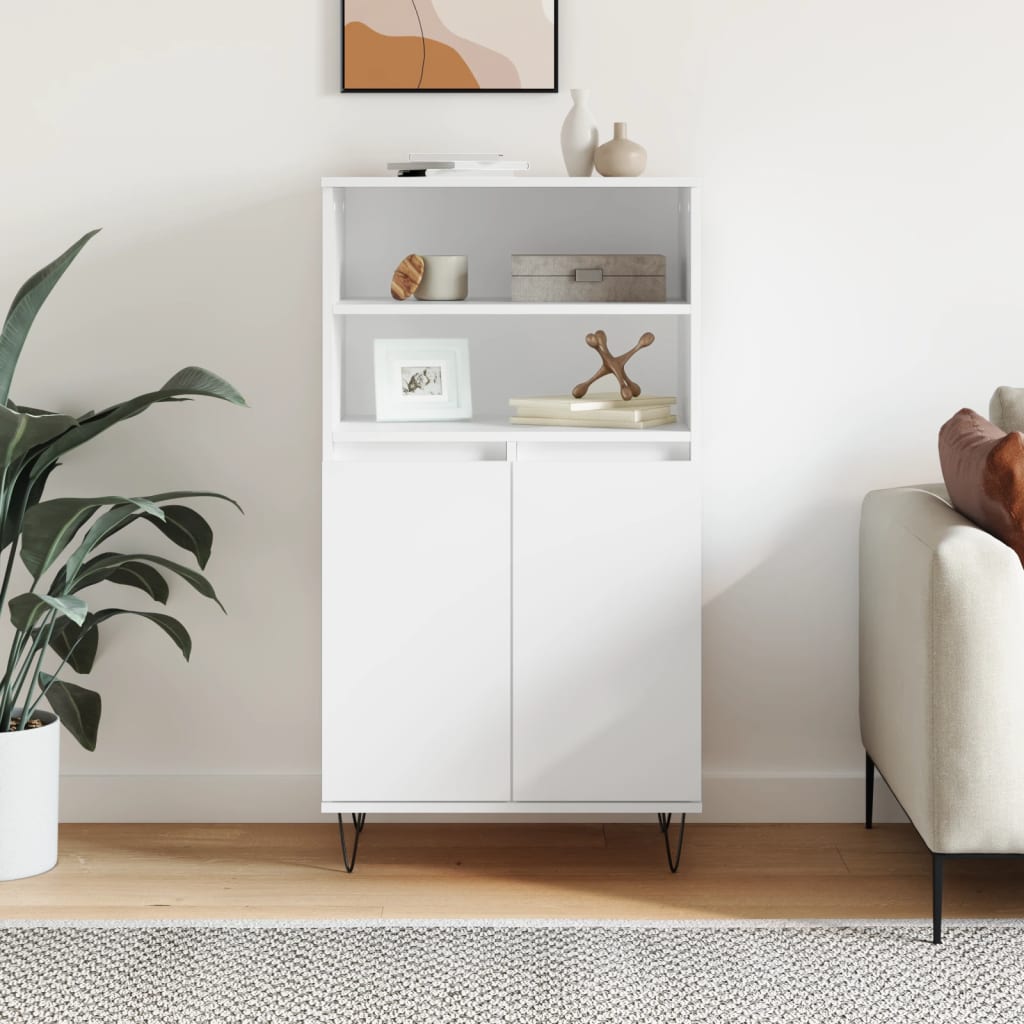 Highboard White 60x36x110 cm Engineered Wood