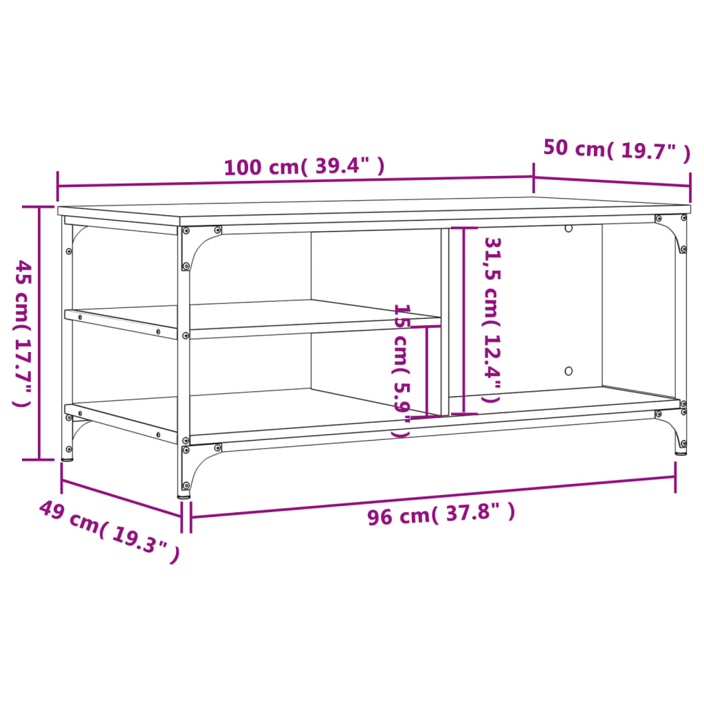 Coffee Table Black 100x50x45 cm Engineered Wood