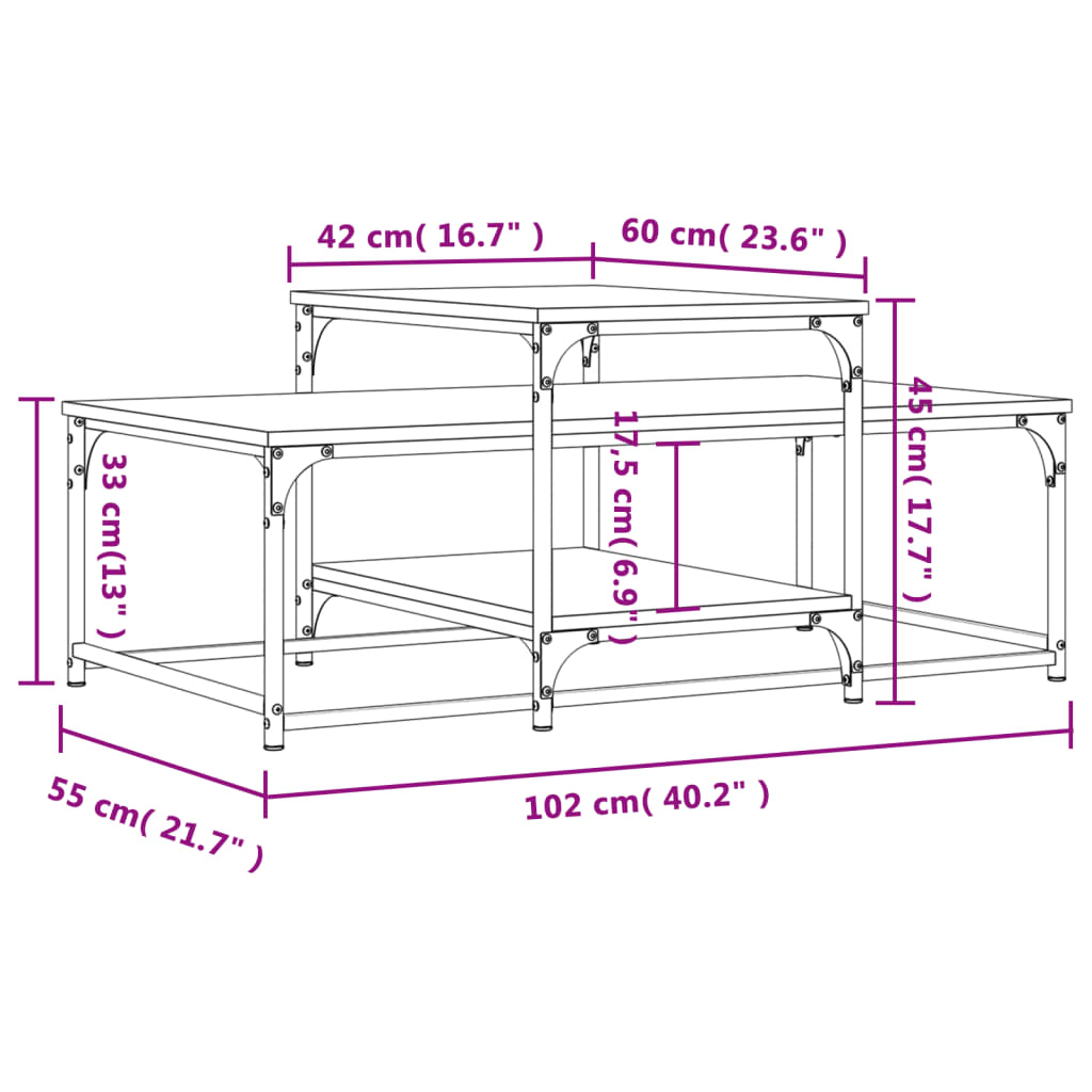 Coffee Table Sonoma Oak 102x60x45 cm Engineered Wood