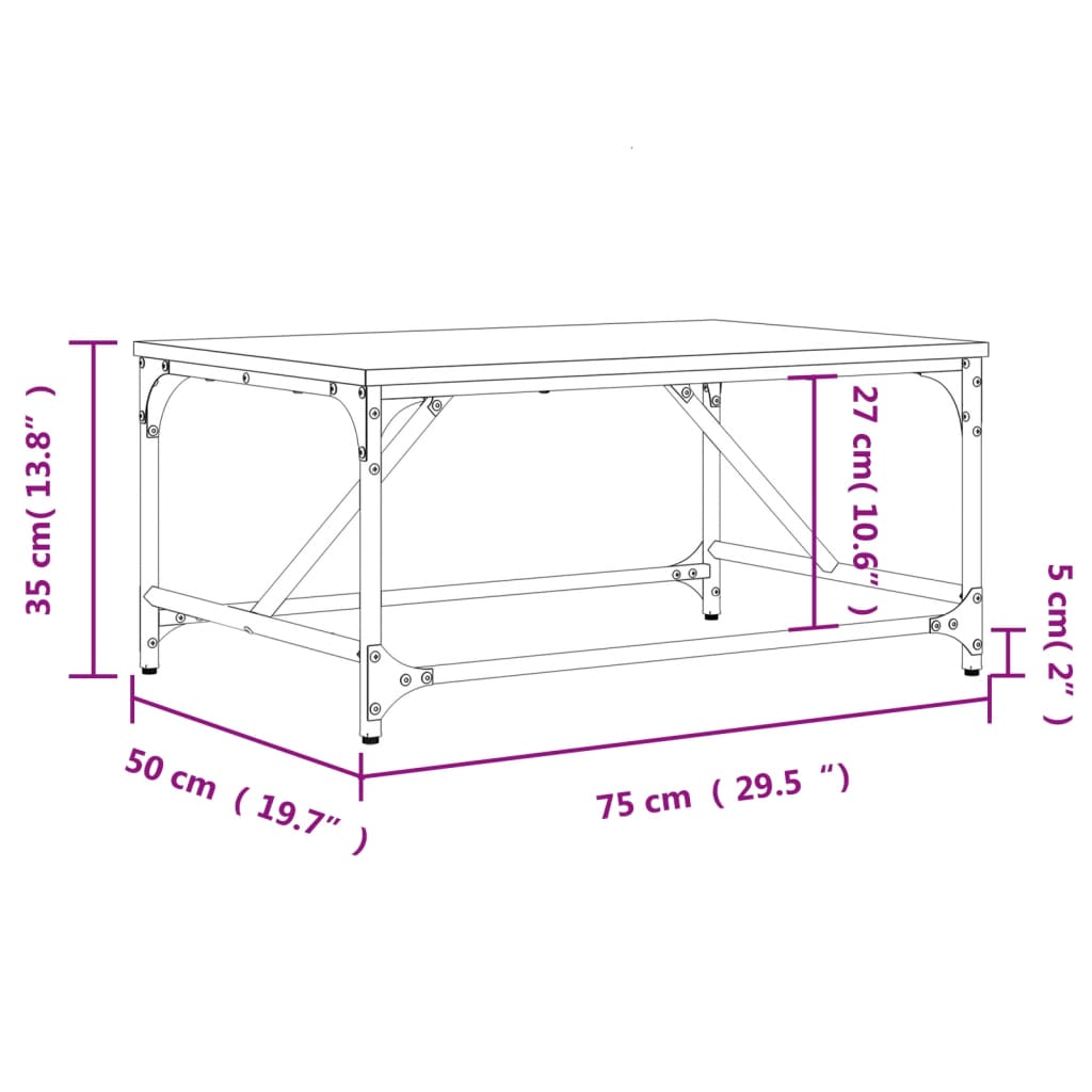 Coffee Table Sonoma Oak 75x50x35 cm Engineered Wood