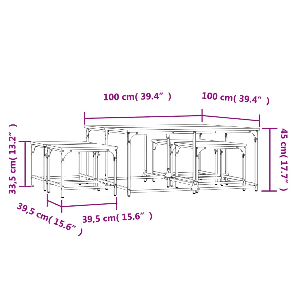 Nesting Coffee Tables 5 pcs Sonoma Oak Engineered Wood