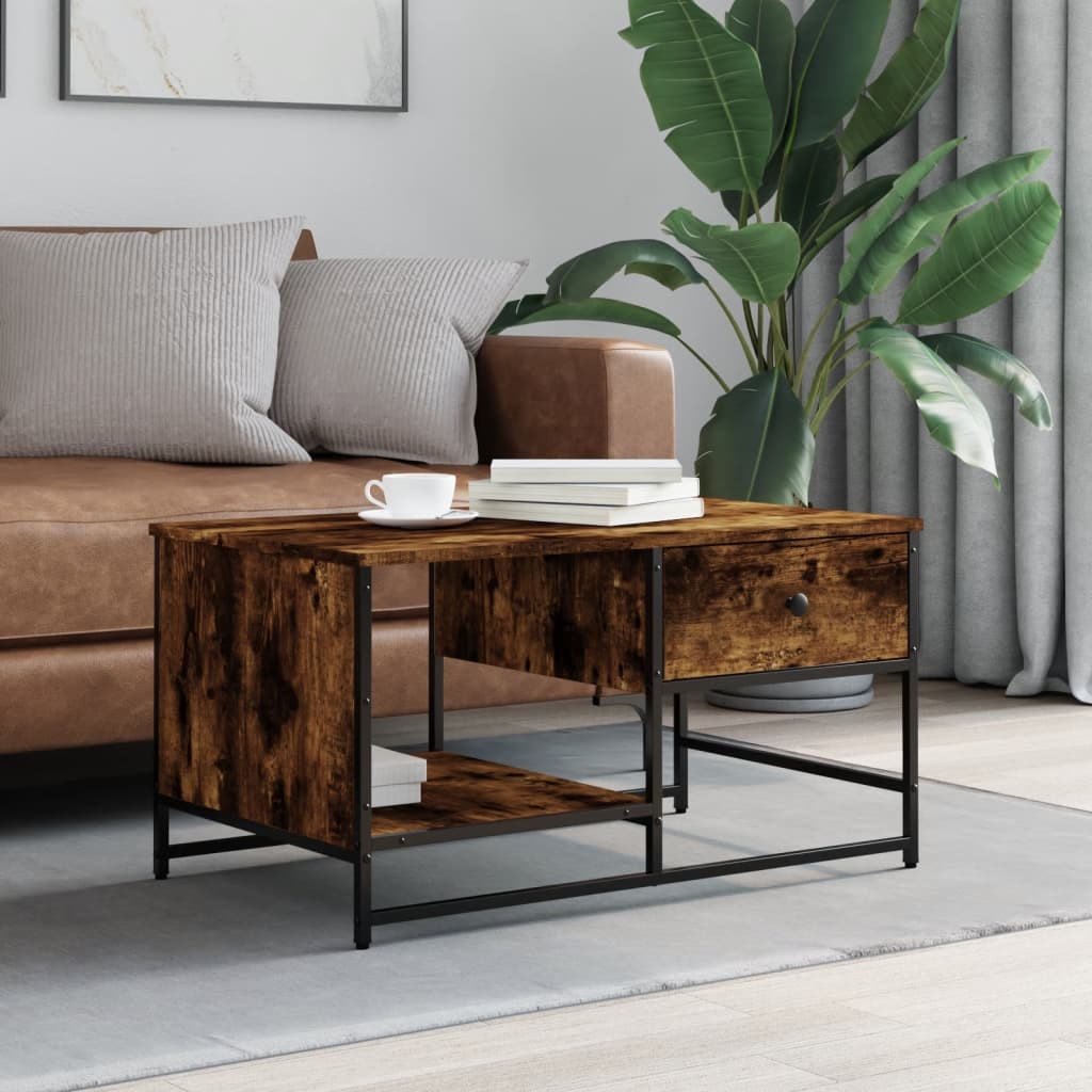 Coffee Table Smoked Oak 85.5x51x45 cm Engineered Wood