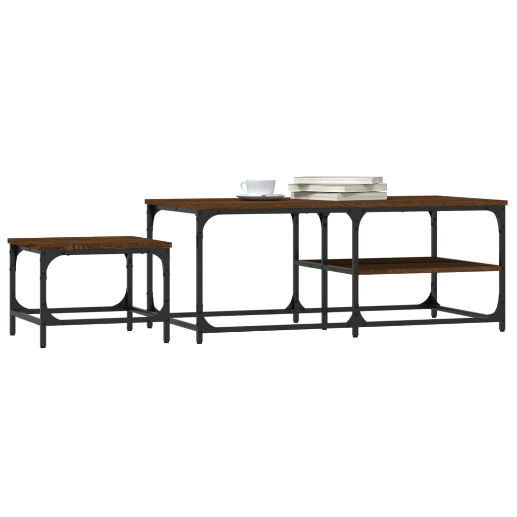 Nesting Coffee Tables 2 pcs Brown Oak Engineered Wood