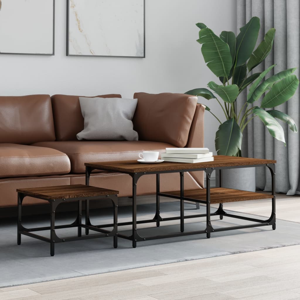 Nesting Coffee Tables 2 pcs Brown Oak Engineered Wood