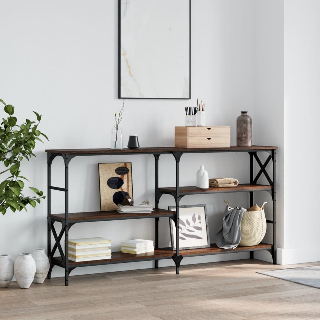 Console Table Brown Oak 150x29x76.5 cm Engineered Wood