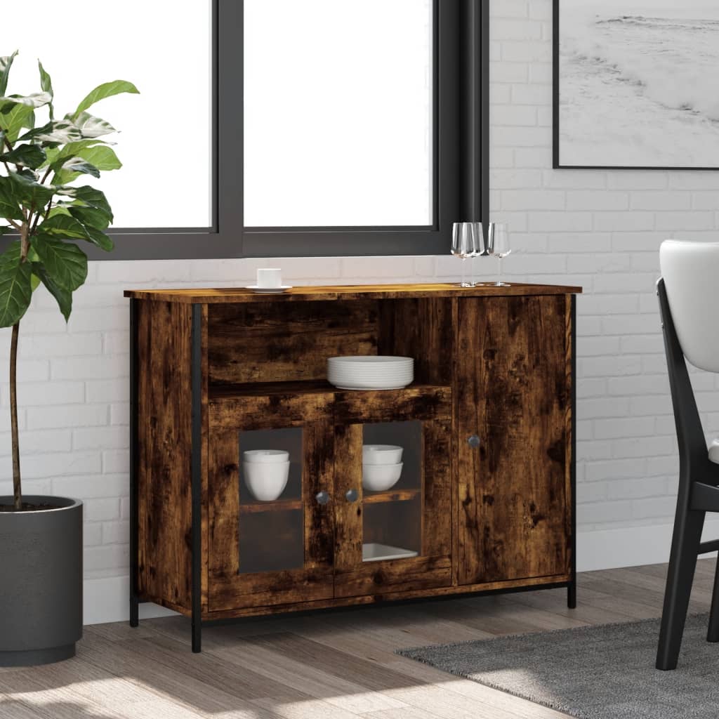 Sideboard Smoked Oak 100x35x75 cm Engineered Wood