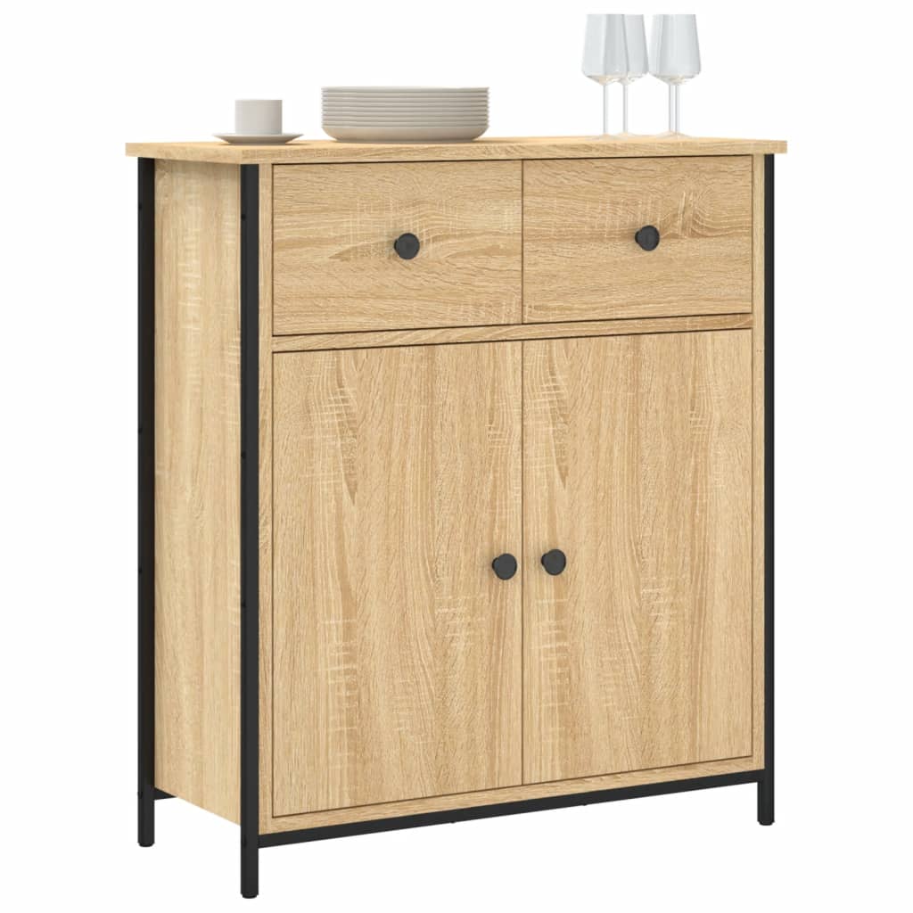 Modern Wooden Sideboard Storage Cabinet Unit With 2 Doors & 2 Drawers Wood