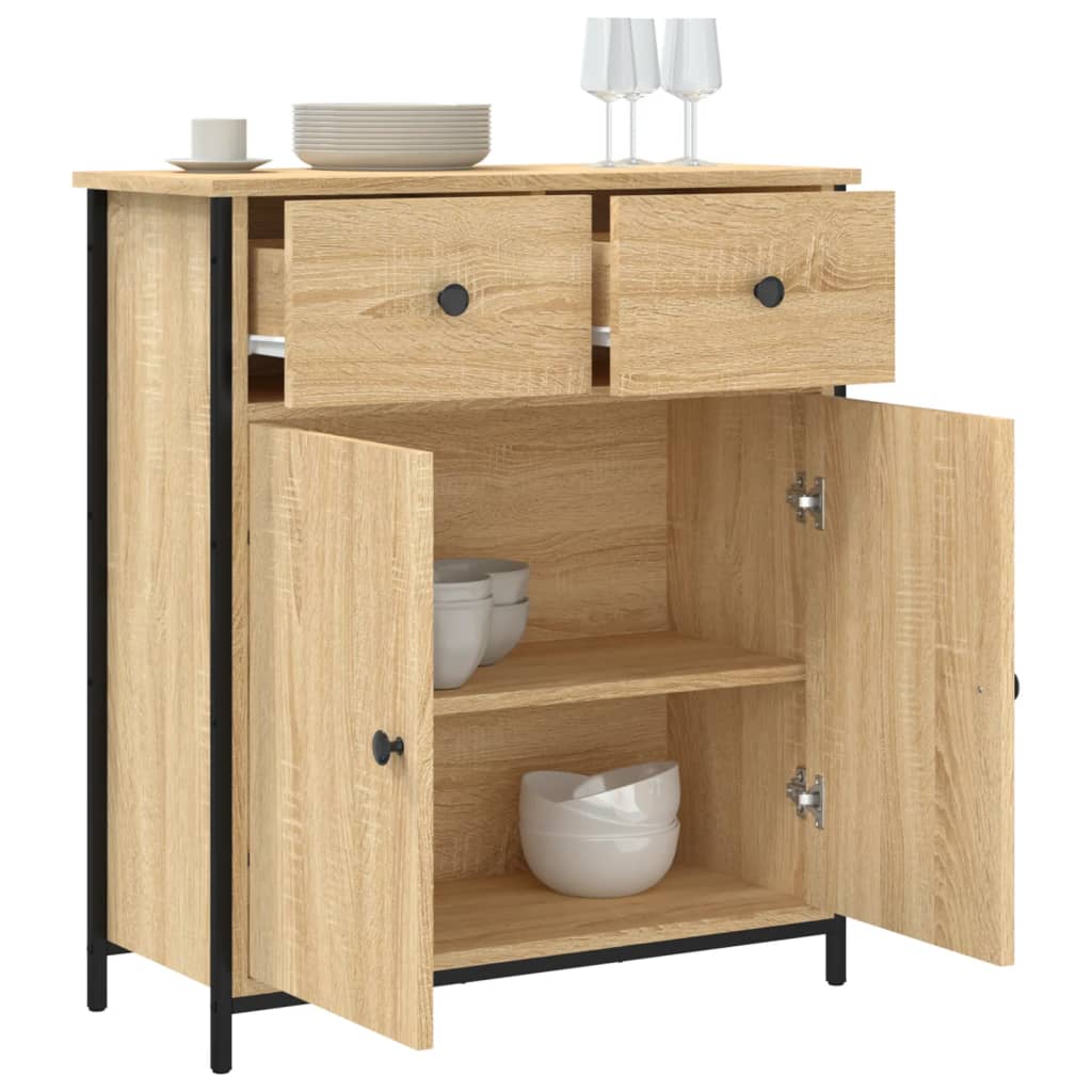 Modern Wooden Sideboard Storage Cabinet Unit With 2 Doors & 2 Drawers Wood