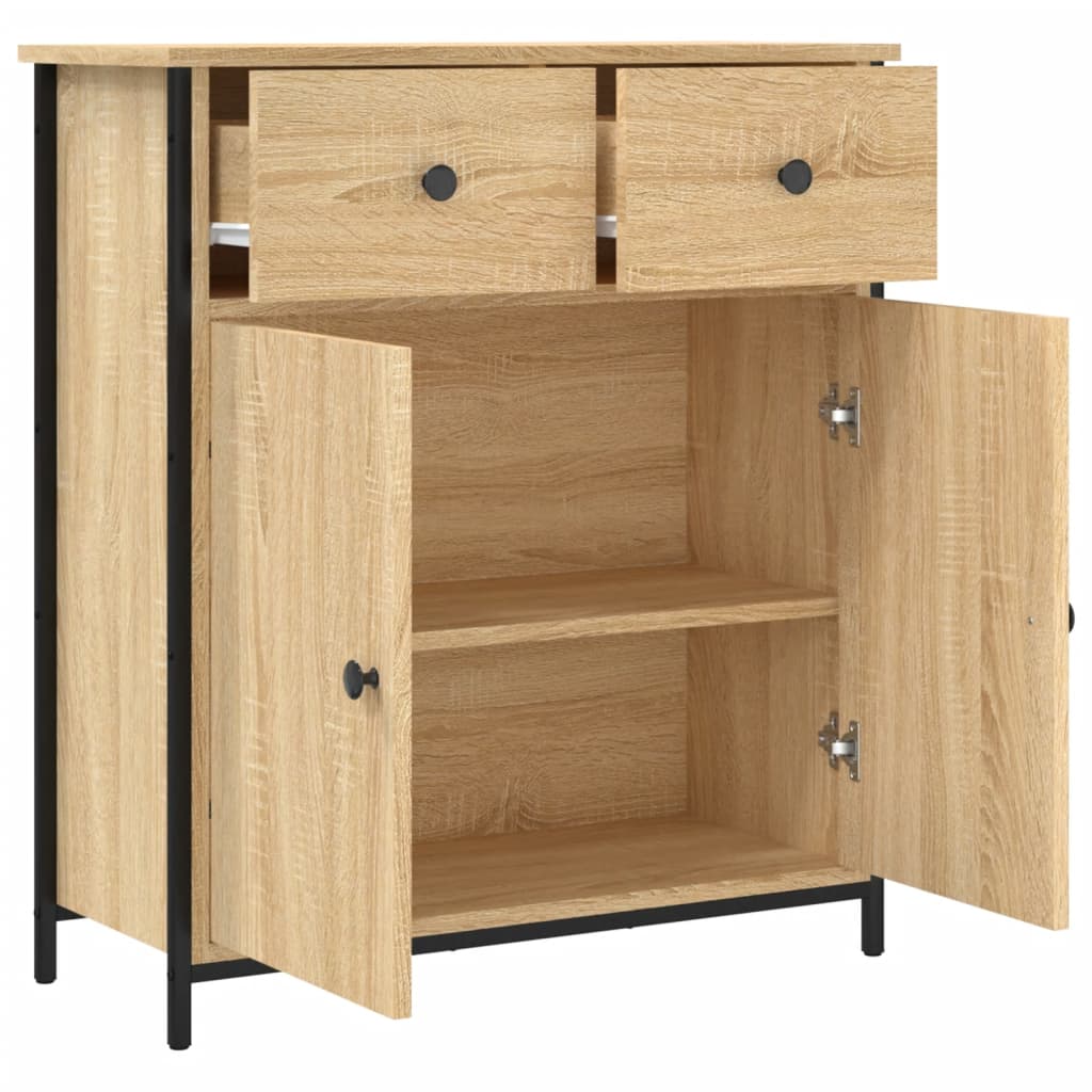 Modern Wooden Sideboard Storage Cabinet Unit With 2 Doors & 2 Drawers Wood