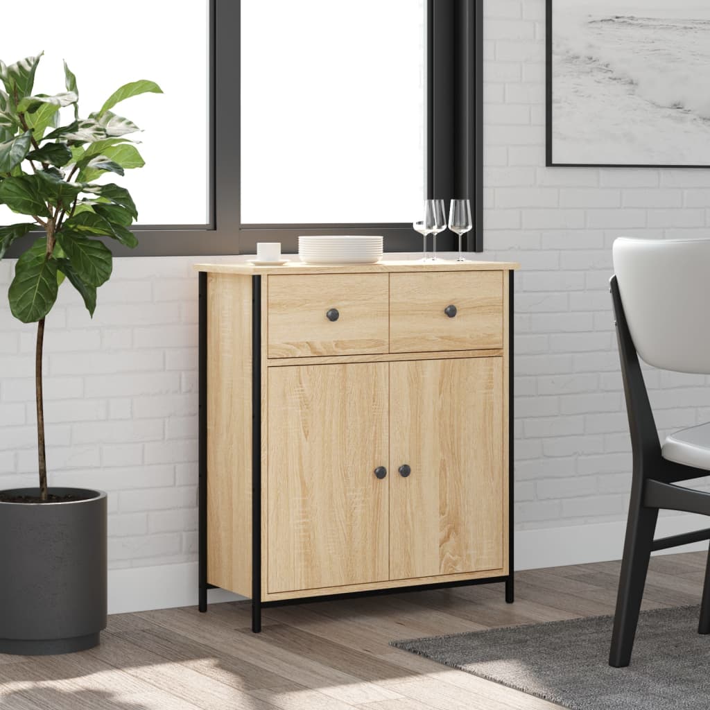 Modern Wooden Sideboard Storage Cabinet Unit With 2 Doors & 2 Drawers Wood