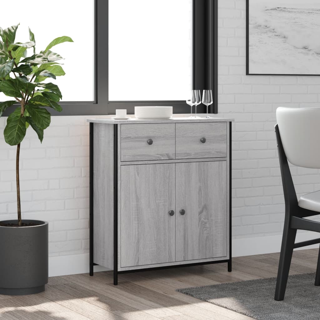Modern Wooden Sideboard Storage Cabinet Unit With 2 Doors & 2 Drawers Wood