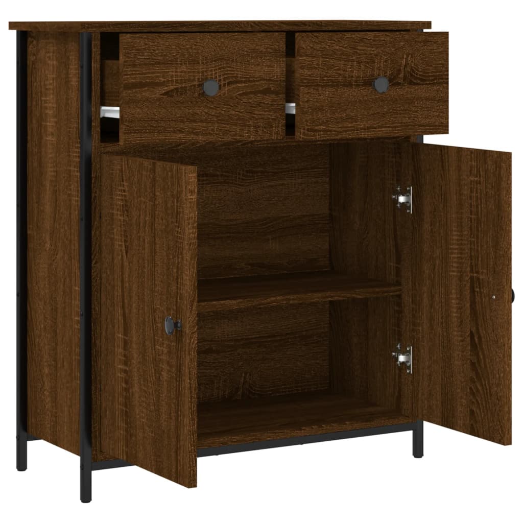 Modern Wooden Sideboard Storage Cabinet Unit With 2 Doors & 2 Drawers Wood