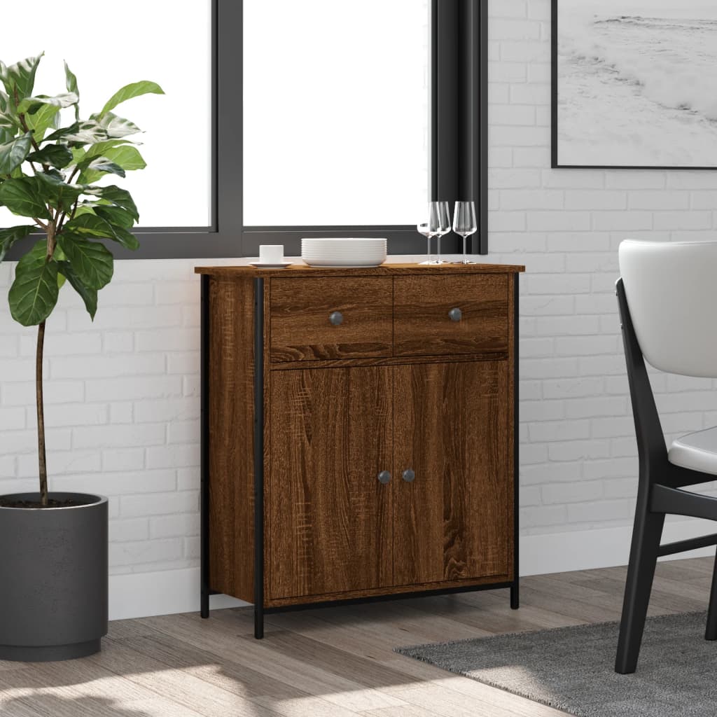 Modern Wooden Sideboard Storage Cabinet Unit With 2 Doors & 2 Drawers Wood